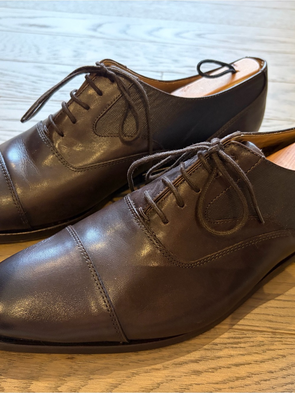 Paul Smith Dark Brown Leather Cap-Toe Derby Shoes